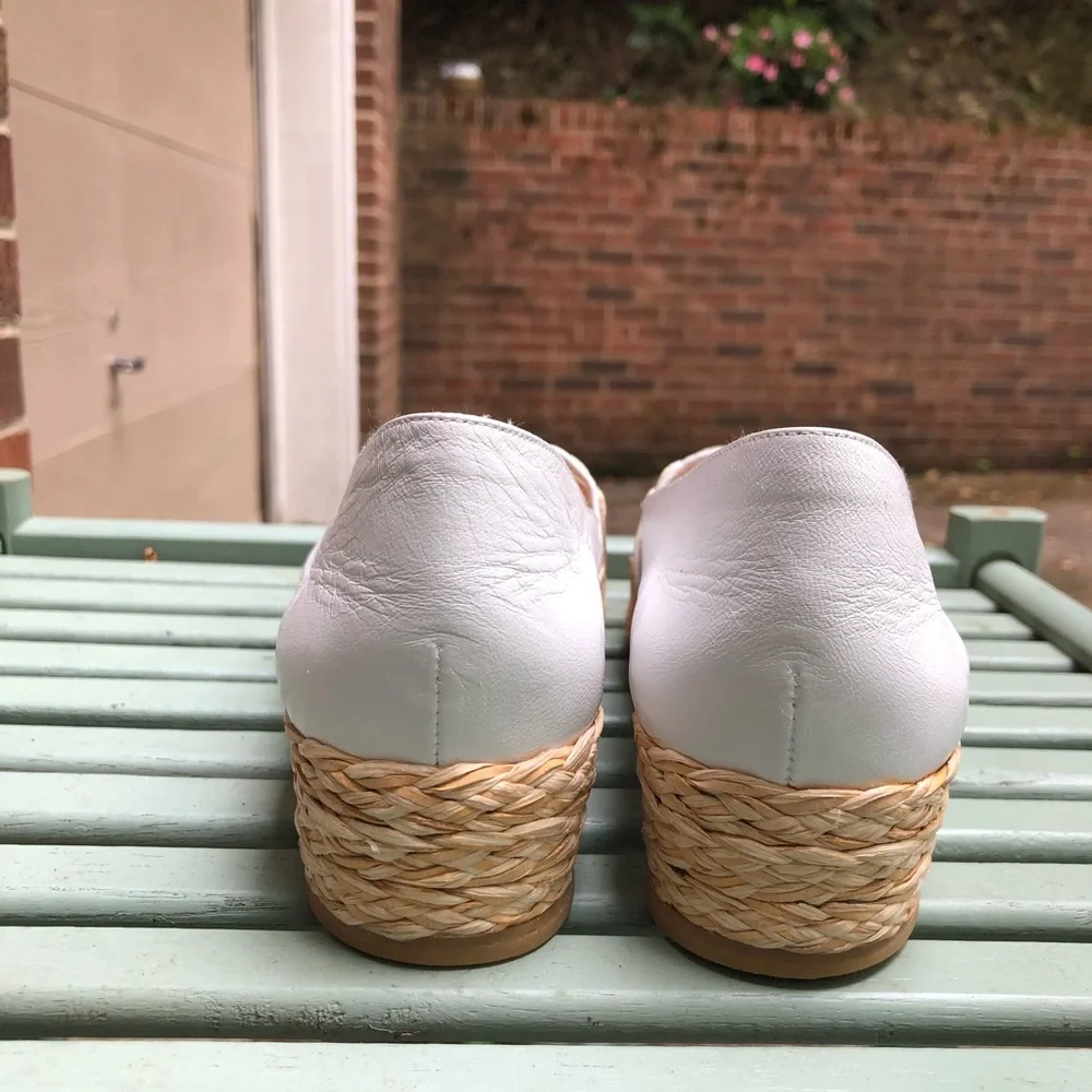 Stuart Weitzman  Cream White Leather/Straw Wedge - Picture 7 of 9